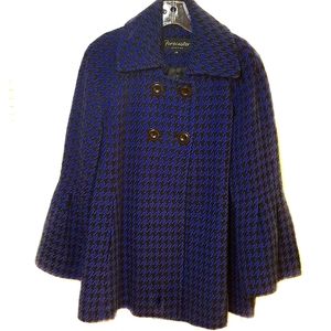 Forecaster of Boston Black & Blue Houndstooth Coat, Size 14